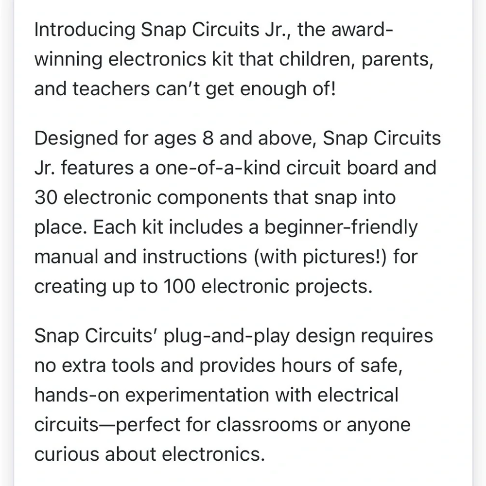 SNAP CIRCUITS Junior Electronics Exploration Kit
